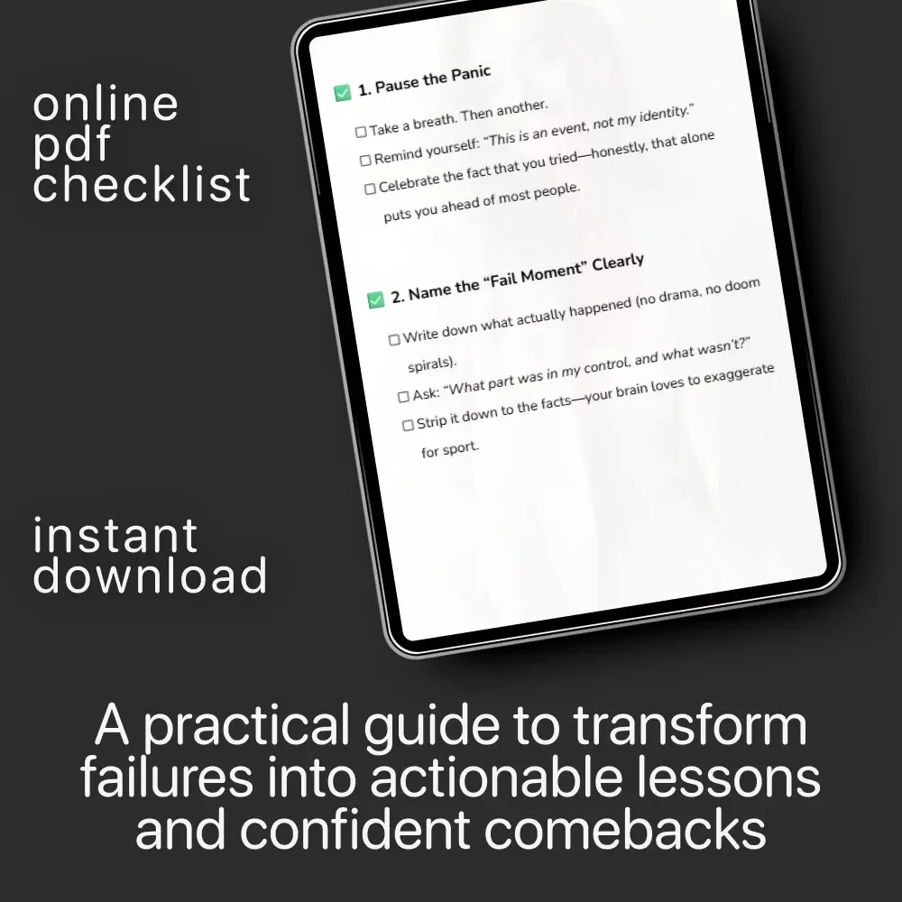 Turning Failure Into Lesson Checklist | how to turn failure into a learning moment | Growth Mindset Printable, Self-Reflection & Personal Development Guide