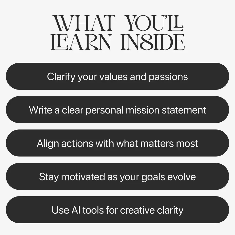 Crafting a Personal Mission | Digital Life Purpose Guide | Learn how to create a personal mission | Printable Workbook for Self-Discovery and Direction