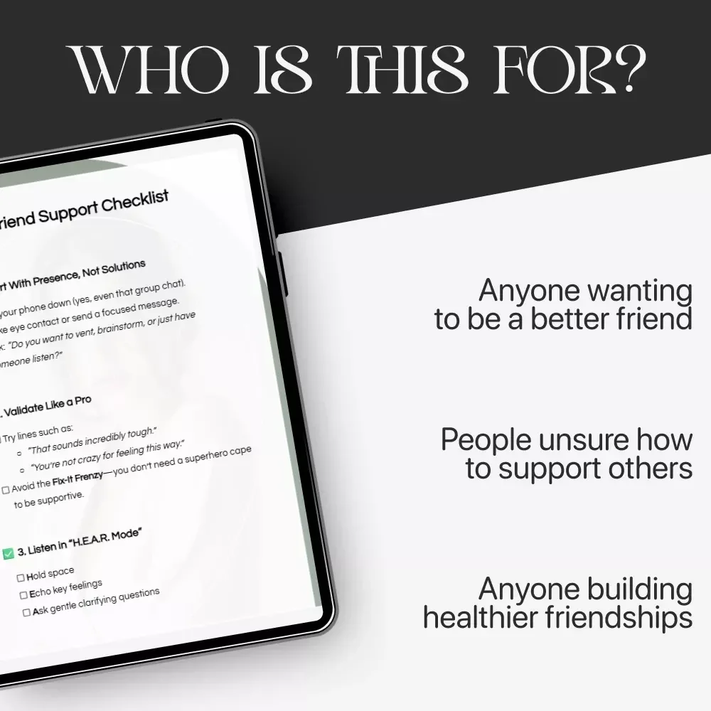 Friend Support Checklist | how to support a friend | Digital Download | Mental Health Support Guide | Friendship Care Toolkit | Instant PDF