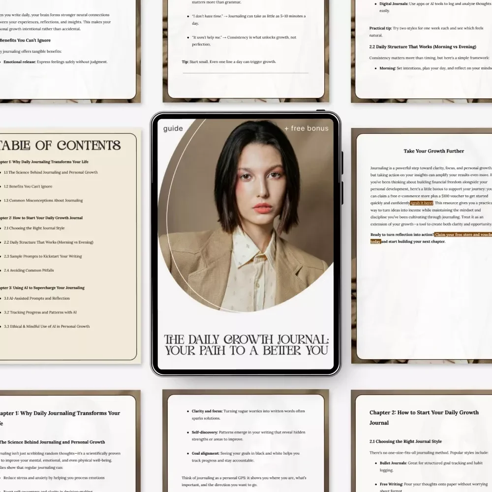 The Daily Growth Journal: Your Path to a Better You – Daily Journal for Personal Growth, Self-Reflection Guide, AI-Assisted Journaling eBook