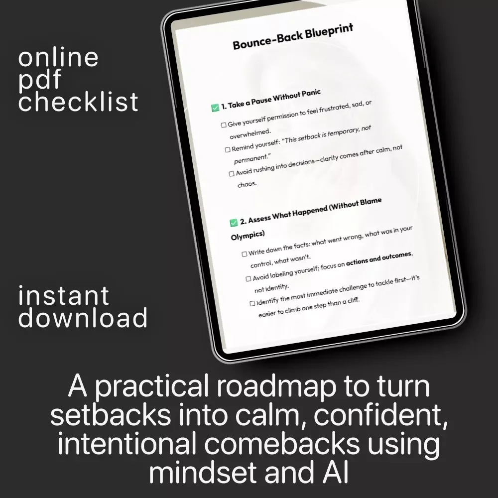 Bounce-Back Blueprint | Printable Checklist for Recovery, Resilience & How to Bounce Back from a Major Setback | Digital Download