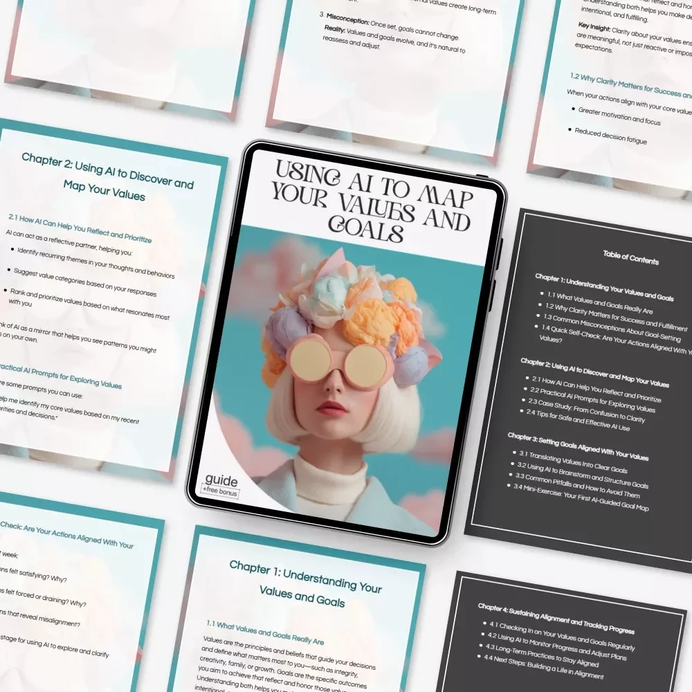 Using AI to Map Your Values and Goals | AI Personal Growth Guide, Goal Setting Workbook, Life Alignment eBook, Digital Download for Clarity and Purpose