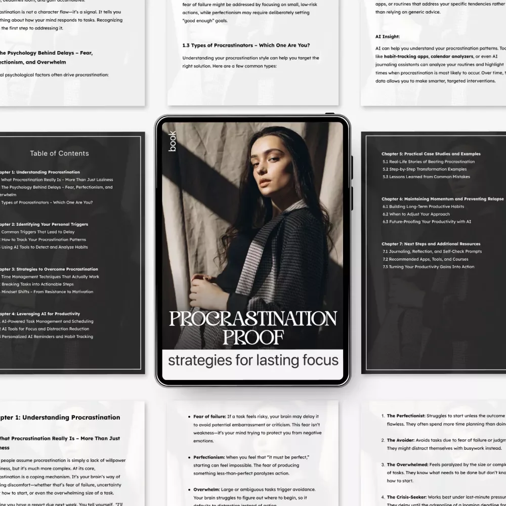 Procrastination Proof: Strategies for Lasting Focus | How to Overcome Procrastination eBook | Digital Productivity Guide for Focus, Motivation & Time Management