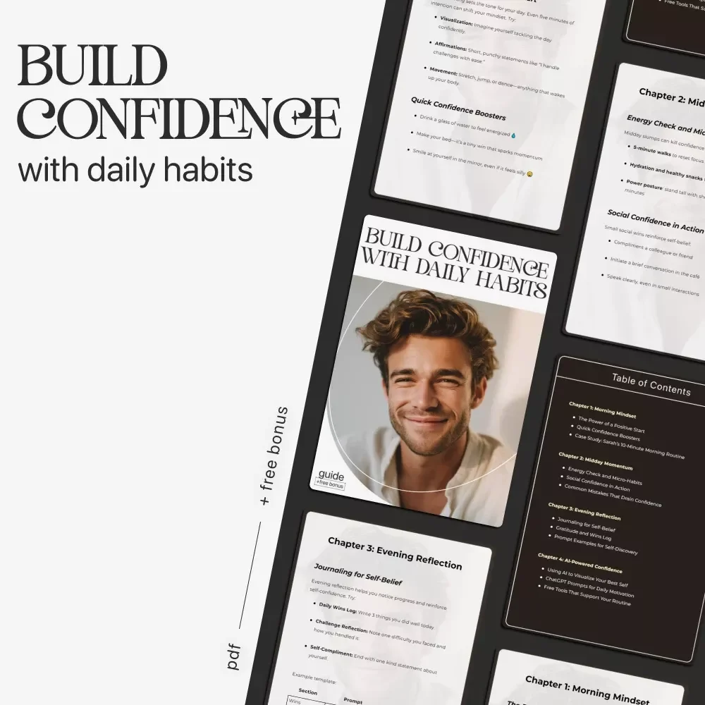 Build Confidence with Daily Habits | Daily Routine for Self Confidence Guide | Printable Self-Confidence Planner & Mindset Workbook