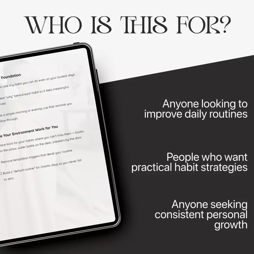 Daily Habits That Actually Stick: Digital Download Guide, eBook & Checklist for Building Consistent Routines, Productivity Boost, and Self-Improvement