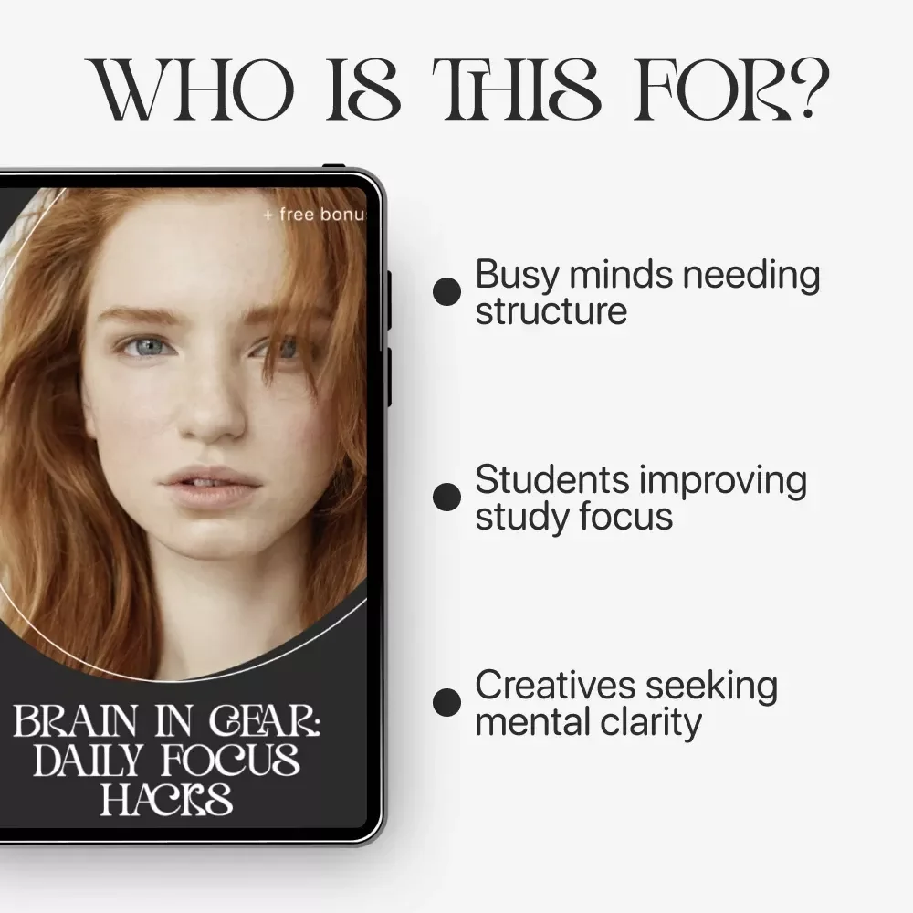 Brain in Gear: Daily Focus Hacks | How to Increase Focus and Concentration | Printable Productivity Checklist for Clarity, Energy & Mental Performance