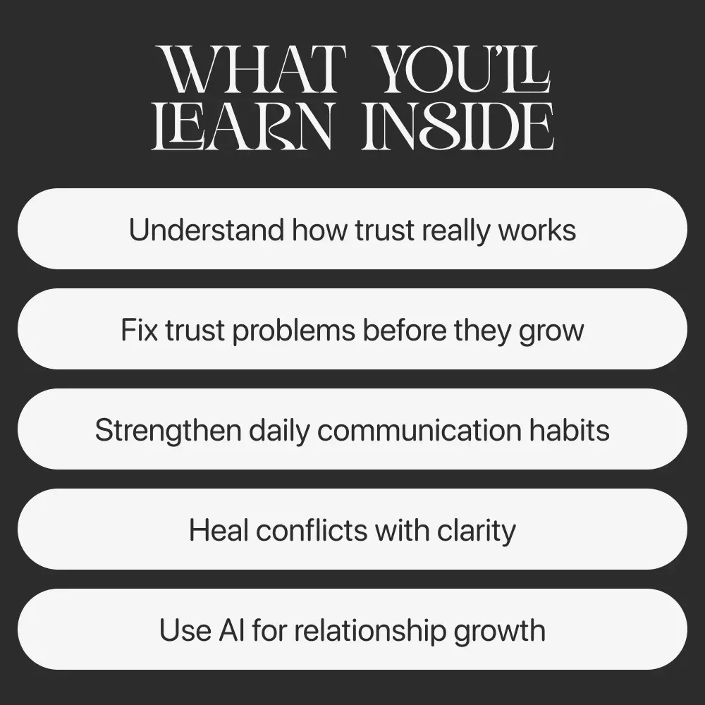 A Guide to Strengthening Trust in Relationships – Practical eBook for Lasting Connection | Communication Skills | Emotional Safety | ways to improve trust in relationships