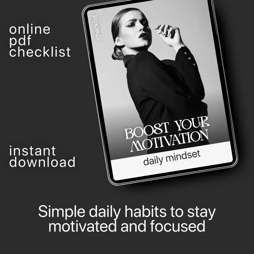 Boost Your Motivation: Daily Mindset Checklist | Motivation and Mindset Tips | Digital Self-Improvement Planner | Instant Download