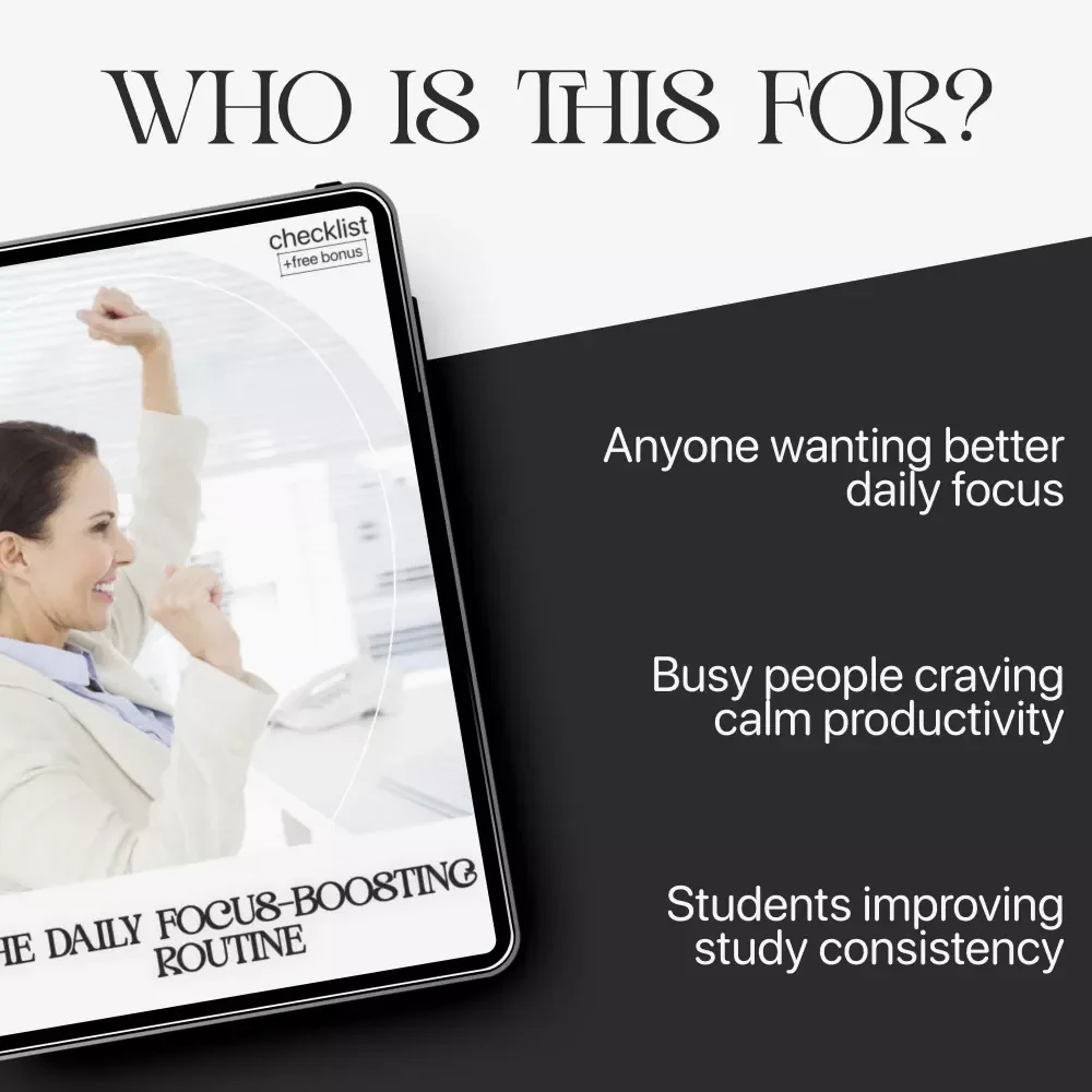 The Daily Focus-Boosting Routine | Printable Productivity Checklist | Digital Download on How to Improve Focus Through Simple Routines