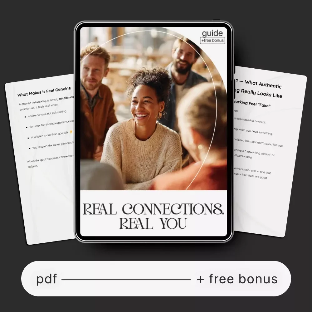 Real Connections, Real You – Authentic Networking Guide, Natural Relationship-Building eBook, AI Prompt Toolkit for Genuine Conversations