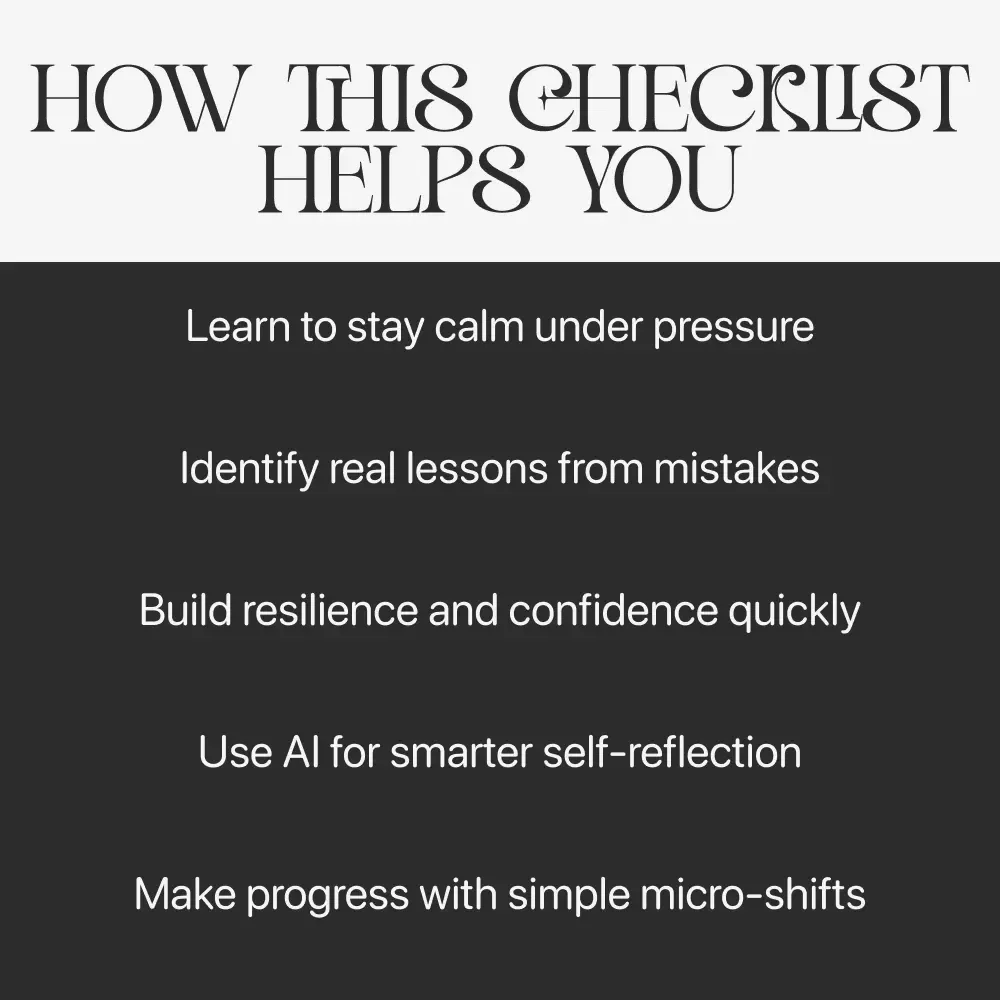 Turning Failure Into Lesson Checklist | how to turn failure into a learning moment | Growth Mindset Printable, Self-Reflection & Personal Development Guide