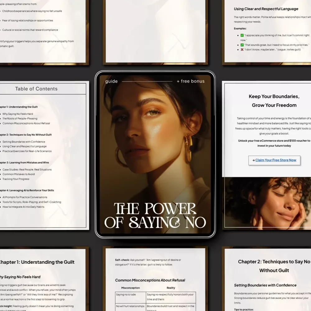 The Power of Saying No – Guilt-Free Boundaries Guide | Learn how to stop feeling guilty saying no | Digital Download Self-Help Workbook for Confident Communication