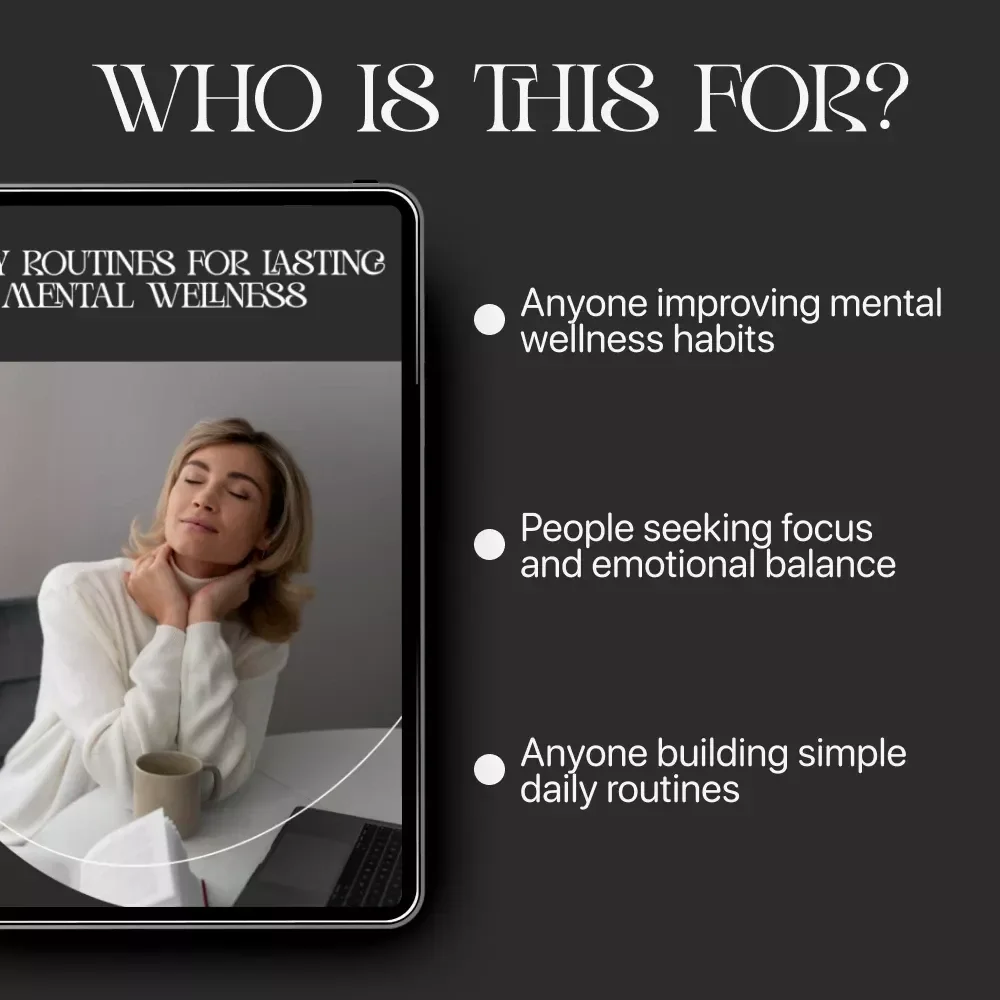 Daily Routines for Lasting Mental Wellness | Digital Guide for routines for mental wellness, Morning & Evening Rituals, Mindfulness Habits, Self-Care Planning Printable