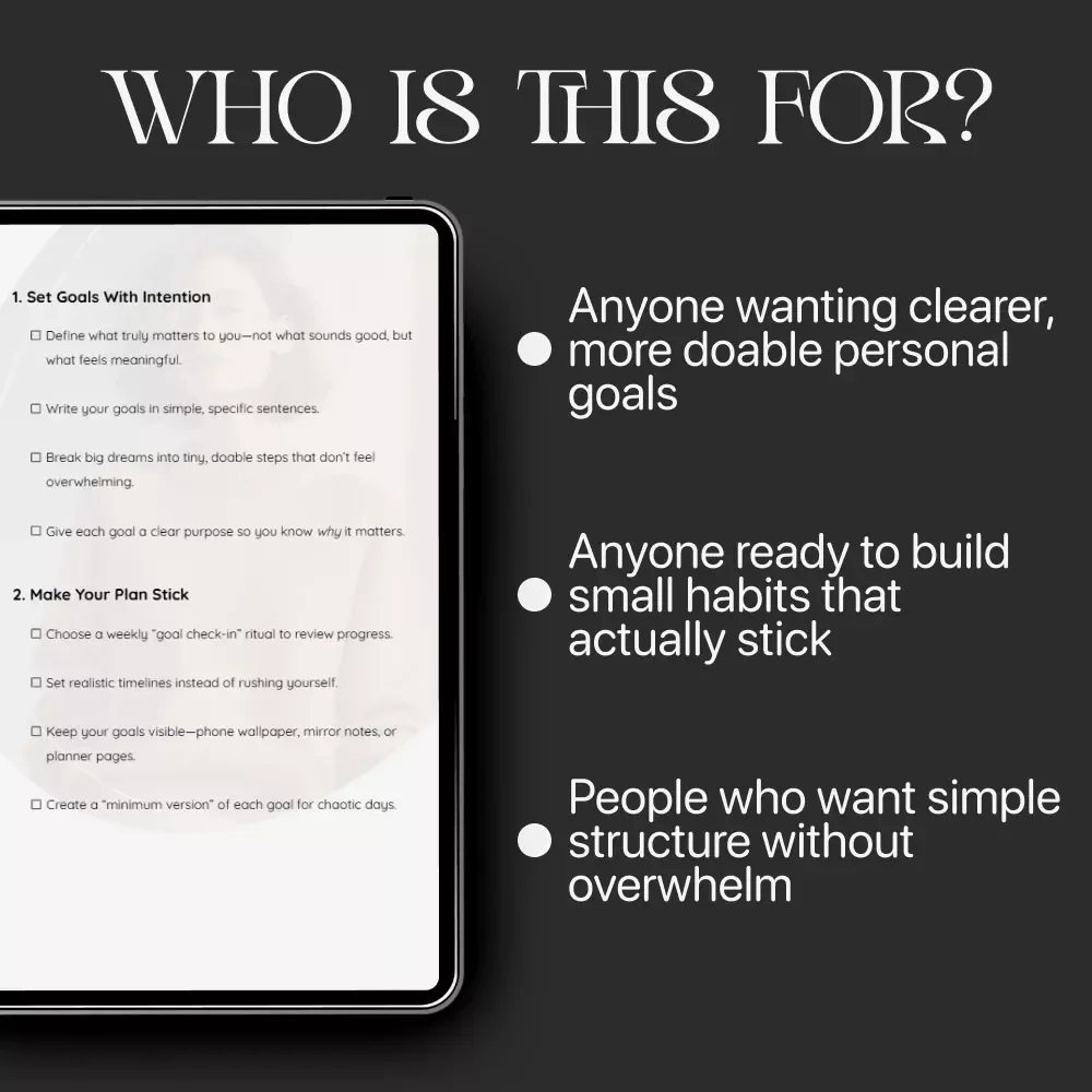 Goal-Getter Starter List | Printable Goal Setting Guide, Digital Planner Insert, Productivity eBook, Personal Growth Checklist for Intentional Planning