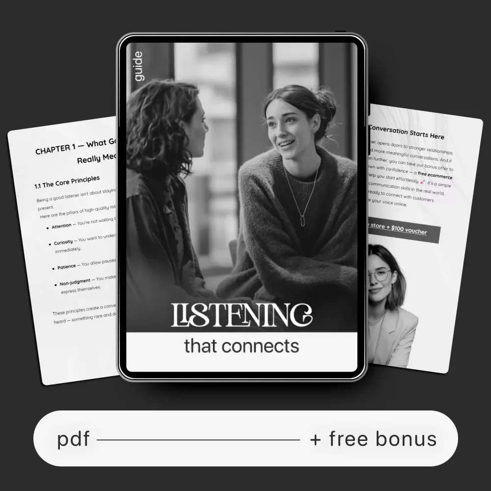 Listening That Connects – Active Listening Guide eBook, Conversation Skills Workbook, Emotional Awareness Checklist, Communication Improvement Digital Download