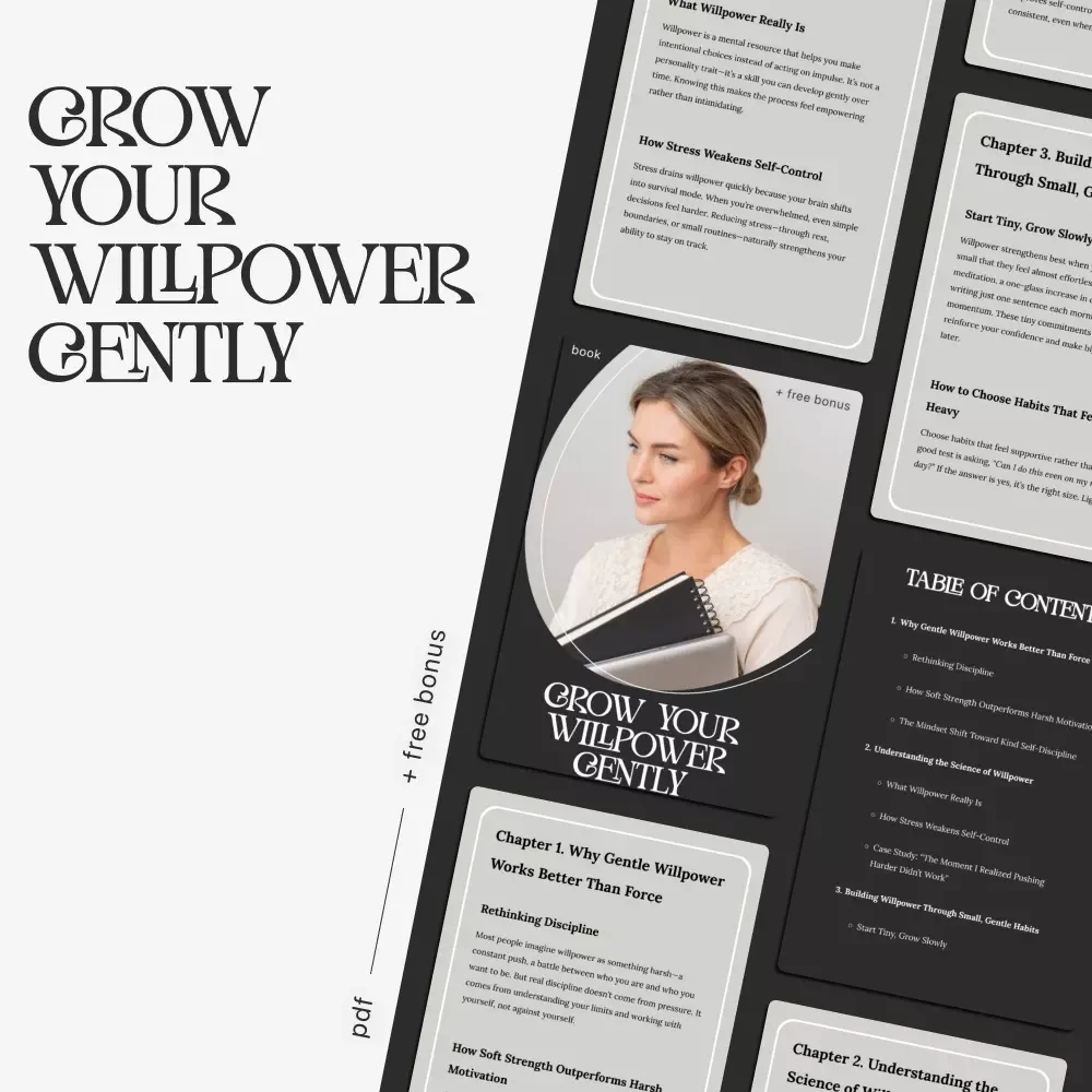 Grow Your Willpower Gently – A Practical Guide to How to Strengthen Willpower Gently | Mindful Self-Discipline Digital Download