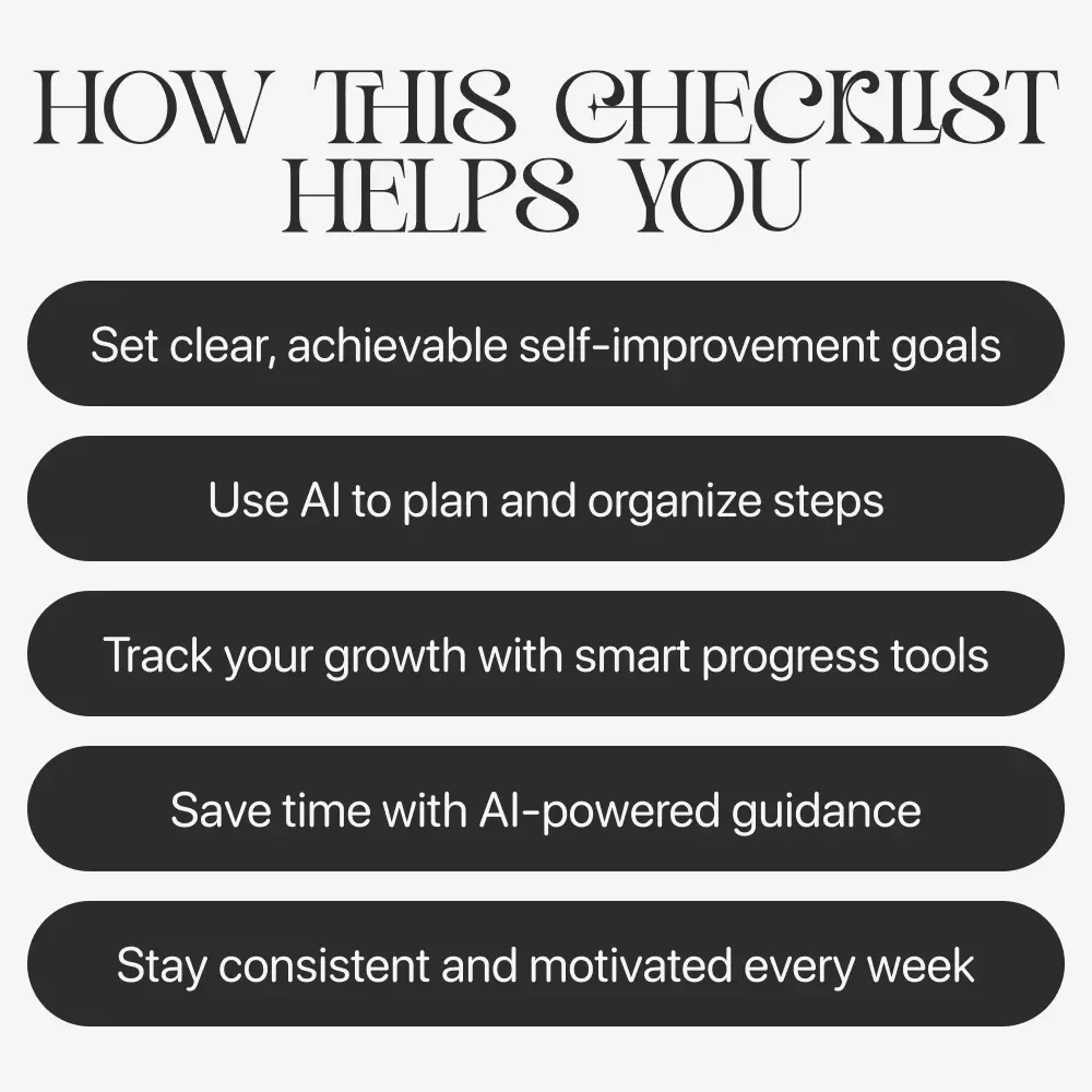 Fast-Track Your Self-Improvement with AI | How to Use AI to Create a Personal Growth Checklist | Digital Self-Development Planner | Instant Download