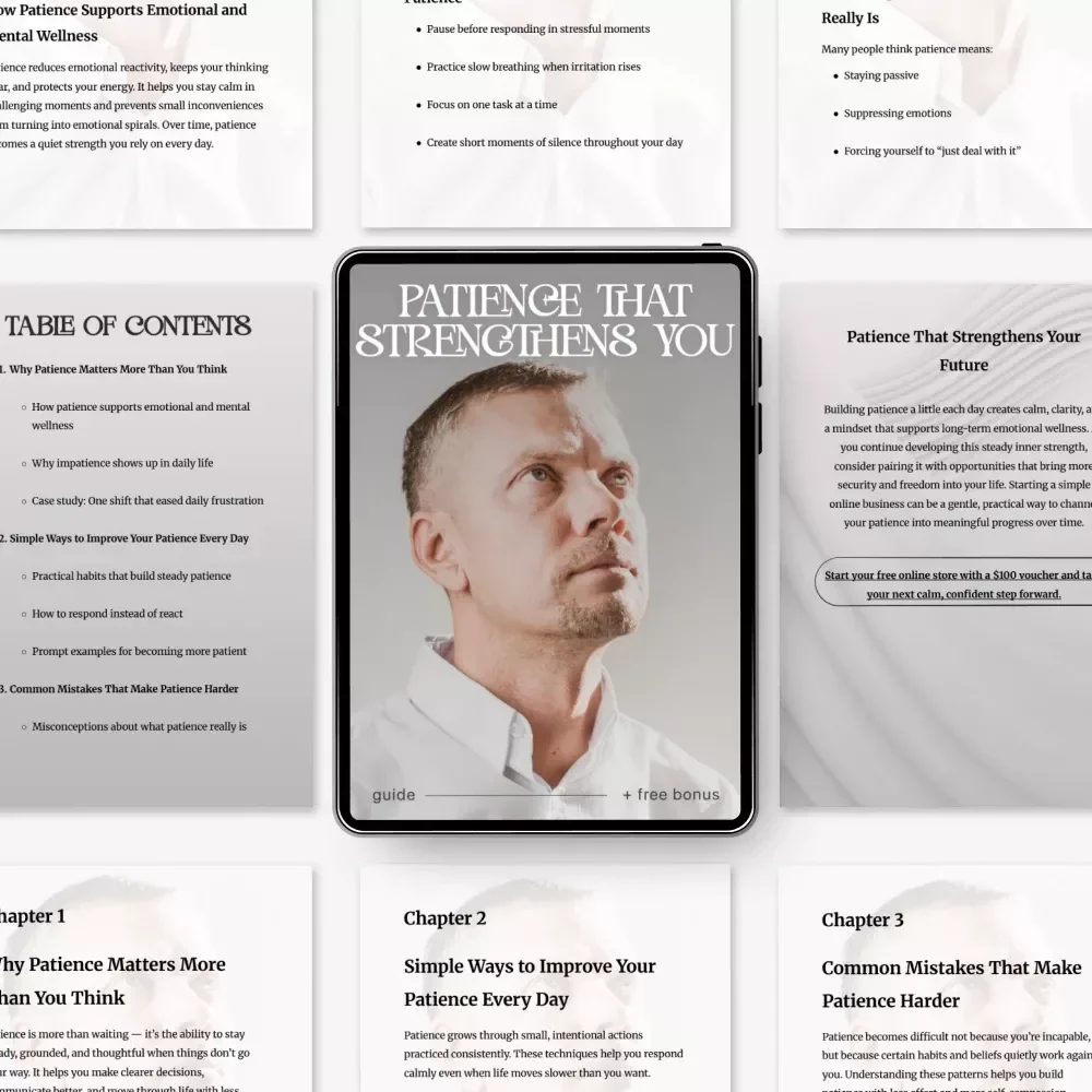 Patience That Strengthens You – Digital Guide | Ways to Improve Your Patience Daily, Emotional Strength, Mindfulness & Calm Thinking Toolkit