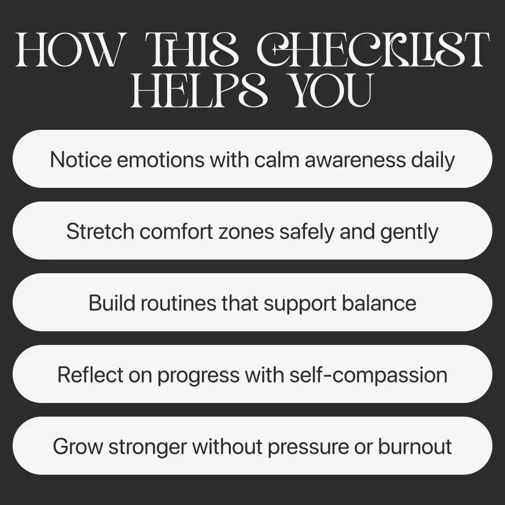 The Slow-Build Emotional Strength | Printable Mindfulness & Resilience Checklist | How to Build Emotional Strength Slowly