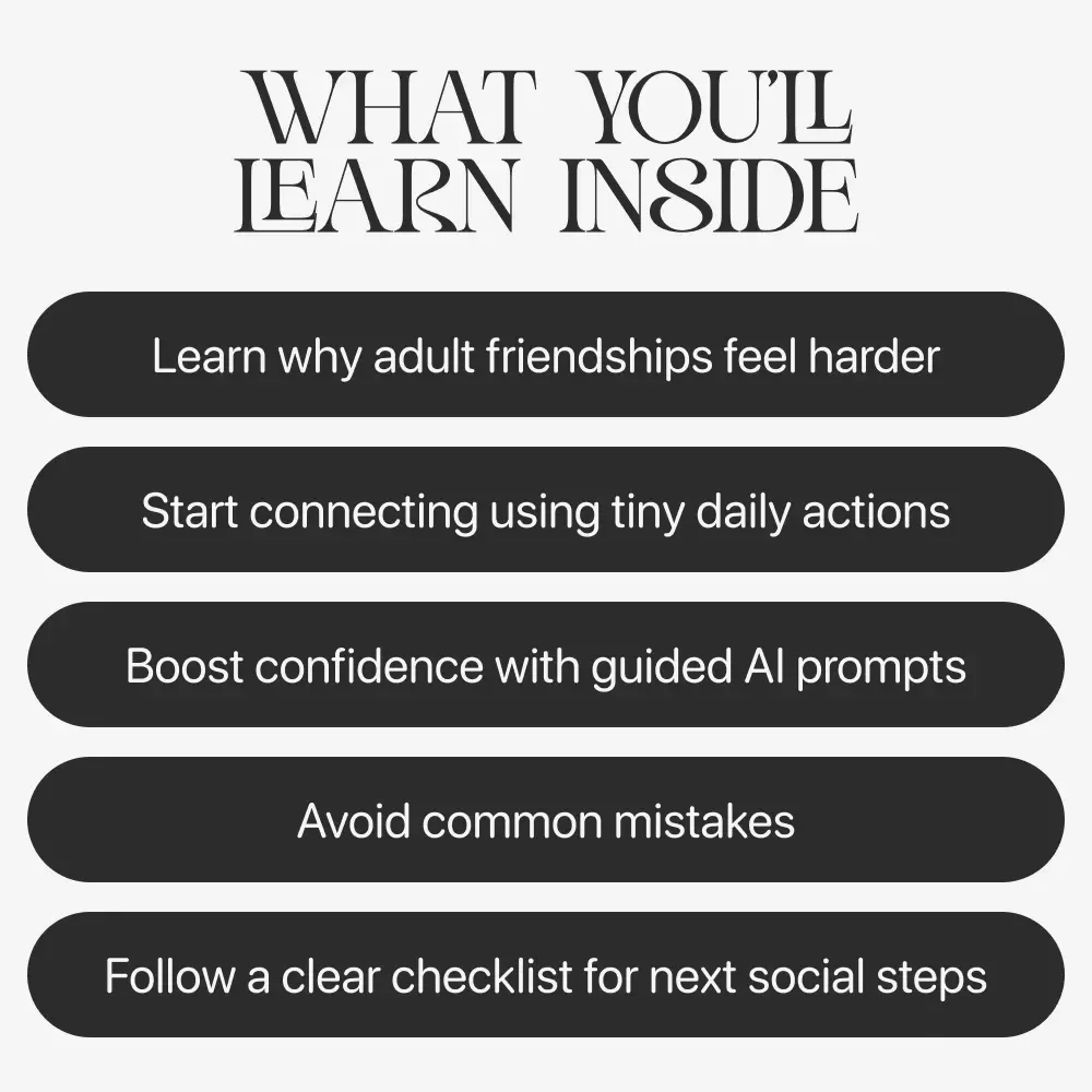 Friendly Starts — Adult Friendship Guide | Make New Friends | Social Confidence Workbook | Digital Download
