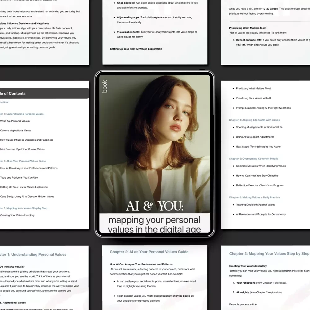 AI & You: Mapping Your Personal Values in the Digital Age | Self-Discovery eBook | Learn how to use AI to map out personal values | Digital Download for Clarity and Purpose