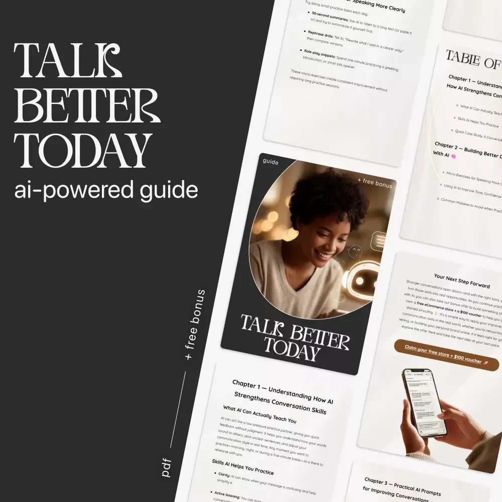Talk Better Today | AI-Powered Communication Guide, Digital Download, Conversation Skills eBook, Daily Practice Prompts