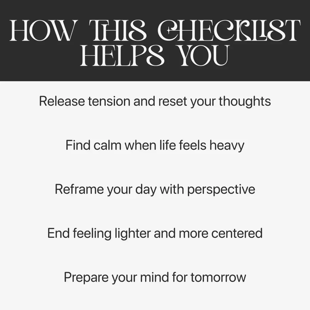 The Mindset Reset After a Bad Day | Printable Self-Care Checklist for Emotional Balance & Reflection | How to Reset Your Mindset After a Bad Day