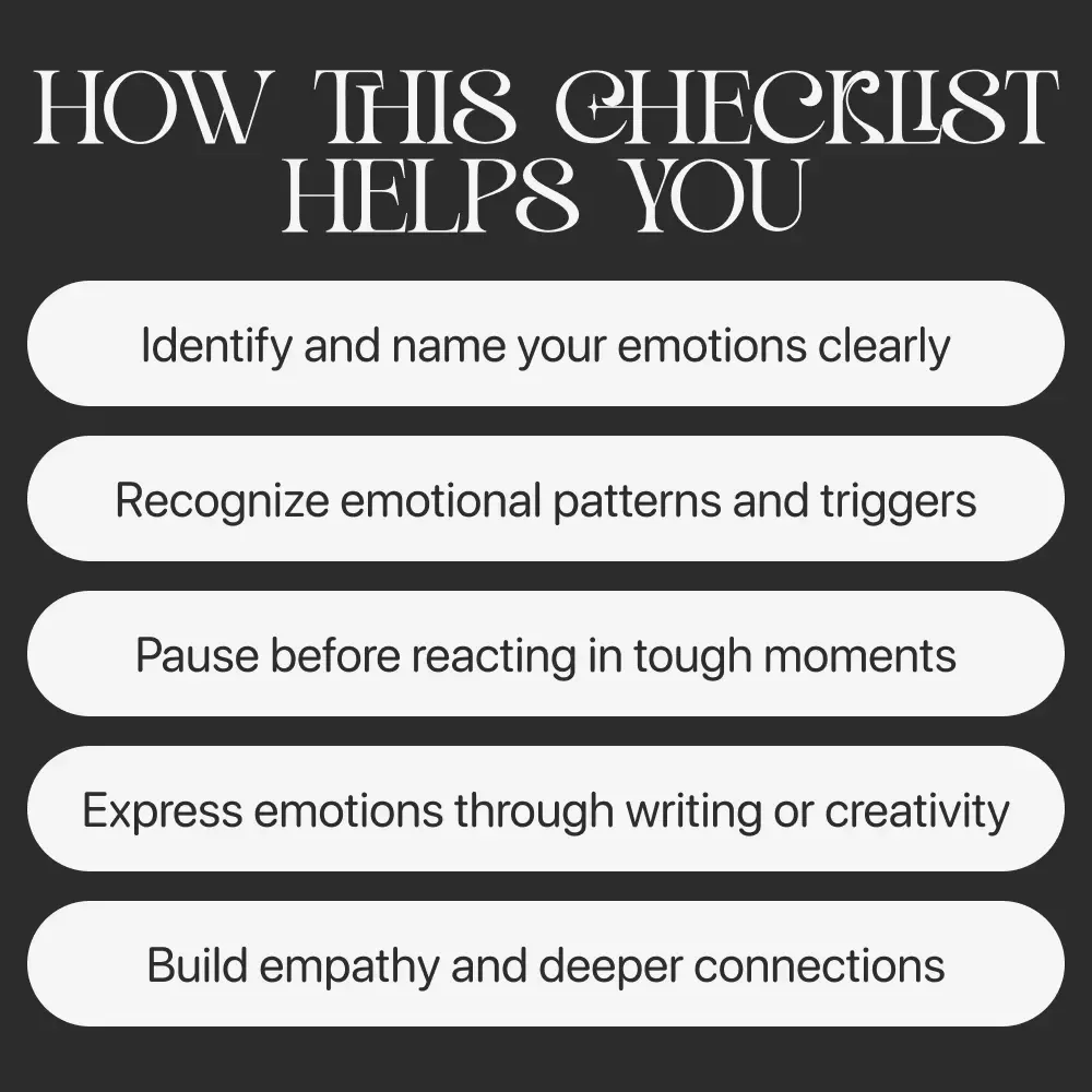 Master Your Emotions: Fun and Simple Checklist | How to Improve Emotional Awareness | Digital Self-Growth Printable for Mindfulness & Emotional Intelligence