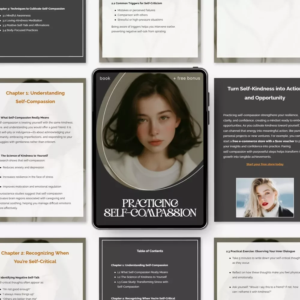 Practicing Self-Compassion Ebook | Self-Compassion Guide for Mindfulness, Stress Relief & Emotional Wellness | how to practice self-compassion Digital Download