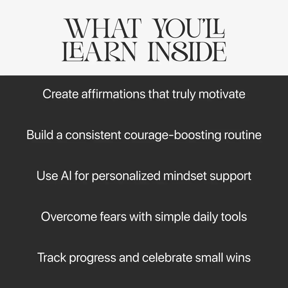 Daily Courage Affirmations with AI | Printable Mindset Guide | Digital Self-Growth Workbook for Building Bravery & Confidence | daily courage affirmations with ai