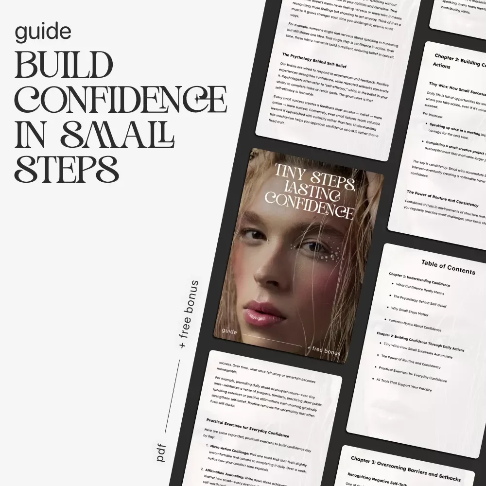 Tiny Steps, Lasting Confidence | Digital Guide on How to Build Confidence in Small Steps | Self-Growth & Mindset PDF