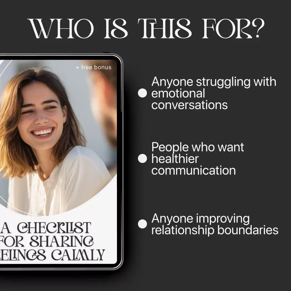 A Checklist for Sharing Feelings Calmly | Printable Communication Guide for Couples, Therapy & Relationships | Simple ways to communicate feelings without fighting