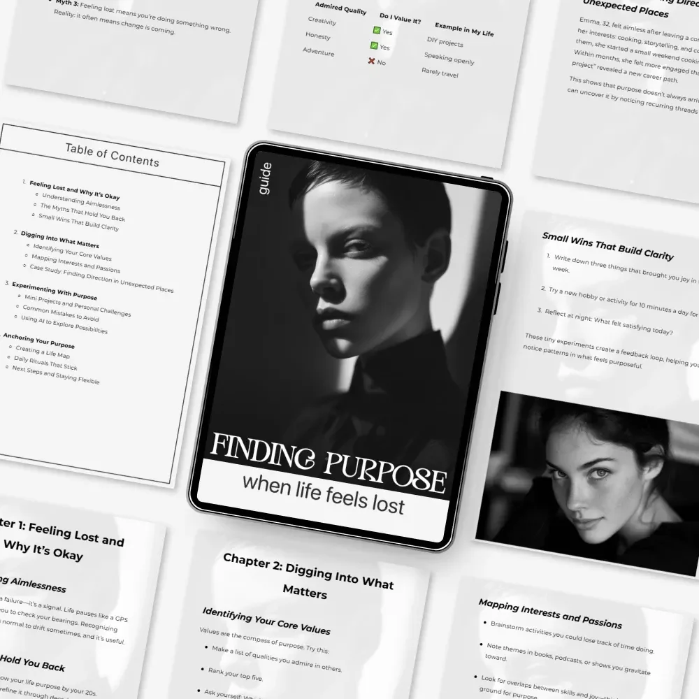 Finding Purpose When Life Feels Lost | Self-Discovery Digital Guide | Learn ways to find purpose when life feels aimless | Printable Workbook for Clarity, Motivation, and Direction