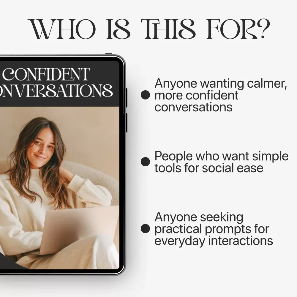 Confident Conversations | Digital Download Guide for Social Confidence, Rewriting Social Stories, Prompting Your Way to Confidence, Common Mistakes & How to Avoid Them, Next Steps for Real-World Confidence | Social Skills eBook for Anxiety & Clarity