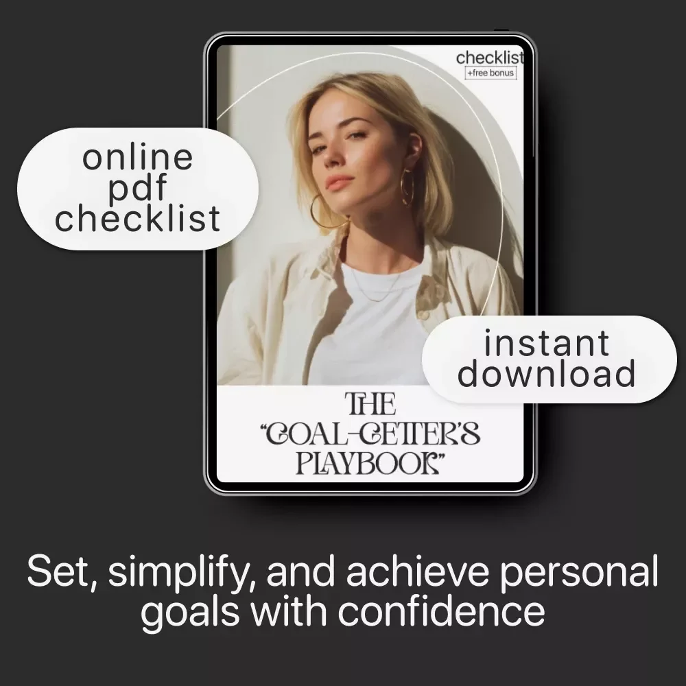 The “Goal-Getter’s Playbook” Checklist – Printable Goal Setting Planner, How to Set Real and Doable Goals Guide, Digital Download for Productivity & Self Growth