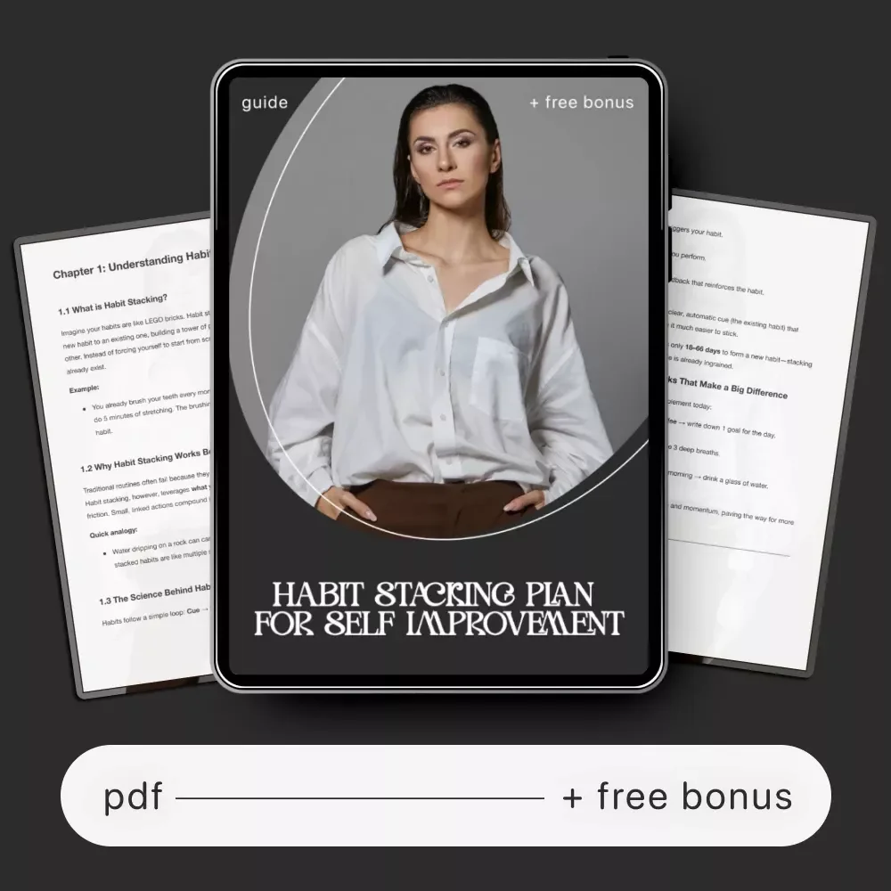 Habit Stacking Plan for Self Improvement | Digital Guide for Daily Routines, Productivity, Mindset & Lifestyle Change | Printable eBook Download