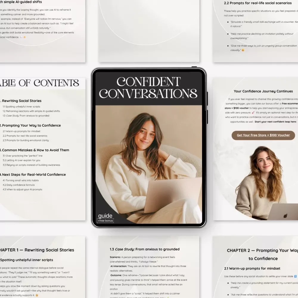 Confident Conversations | Digital Download Guide for Social Confidence, Rewriting Social Stories, Prompting Your Way to Confidence, Common Mistakes & How to Avoid Them, Next Steps for Real-World Confidence | Social Skills eBook for Anxiety & Clarity