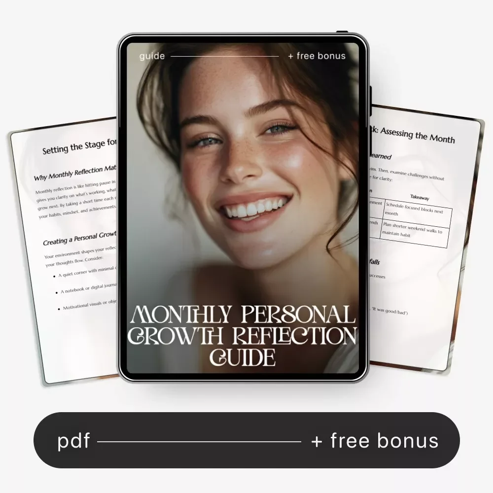 Monthly Personal Growth Reflection Guide | Monthly Personal Growth Reflection Planner, Self Development Workbook, Goal Setting & AI Reflection Prompts