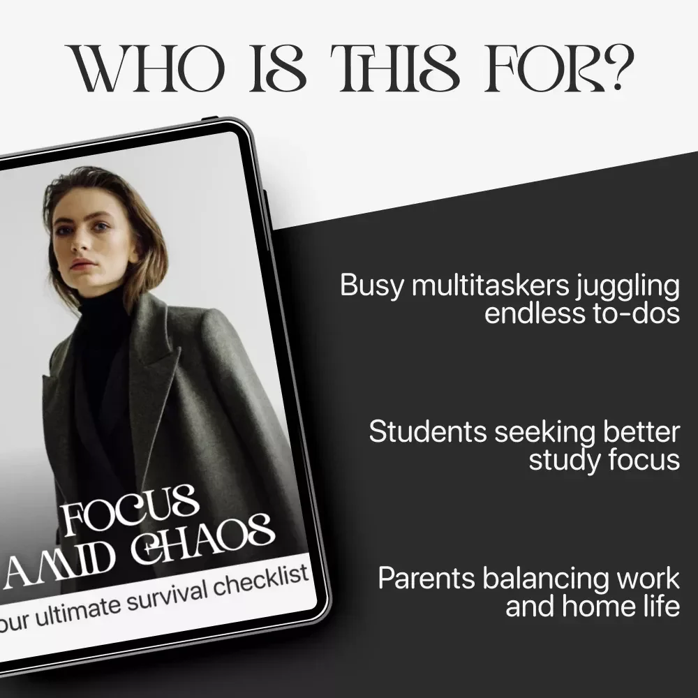 Focus Amid Chaos: Your Ultimate Survival Checklist | Ways to Stay Focused When Life Is Chaotic | Productivity & Mindset Digital Download | Instant PDF