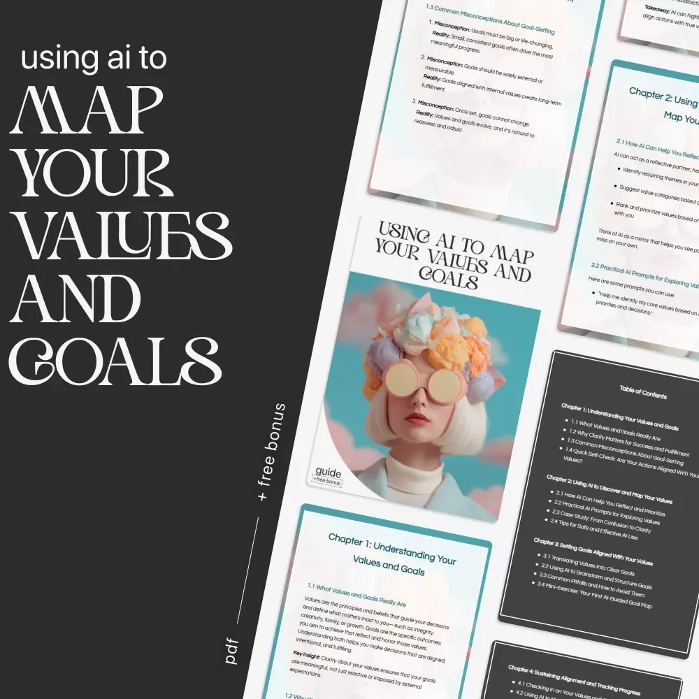 Using AI to Map Your Values and Goals | AI Personal Growth Guide, Goal Setting Workbook, Life Alignment eBook, Digital Download for Clarity and Purpose