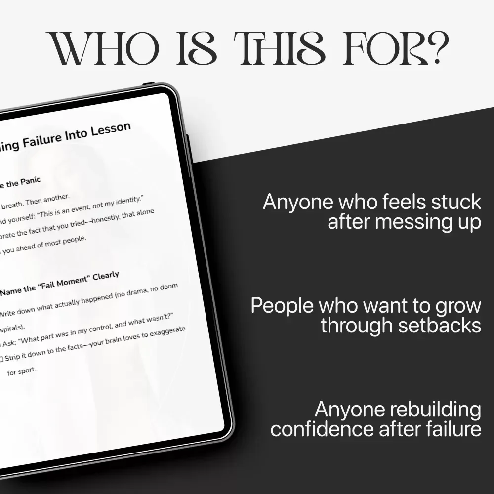 Turning Failure Into Lesson Checklist | how to turn failure into a learning moment | Growth Mindset Printable, Self-Reflection & Personal Development Guide