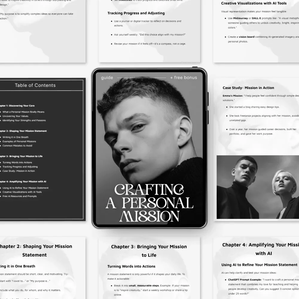 Crafting a Personal Mission | Digital Life Purpose Guide | Learn how to create a personal mission | Printable Workbook for Self-Discovery and Direction