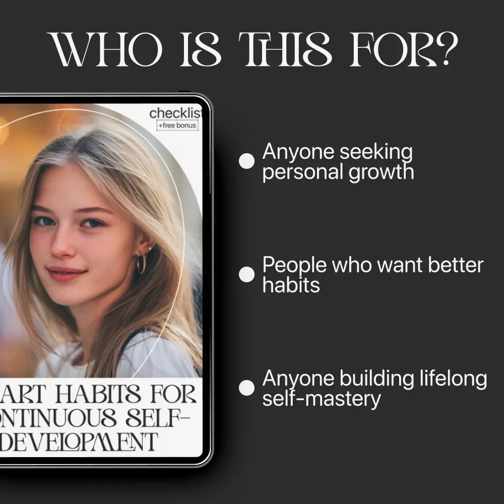 Smart Habits for Continuous Self-Development | Digital Checklist for Smart Habits for Continuous Self Development, Personal Growth Planner & Daily Success Routine