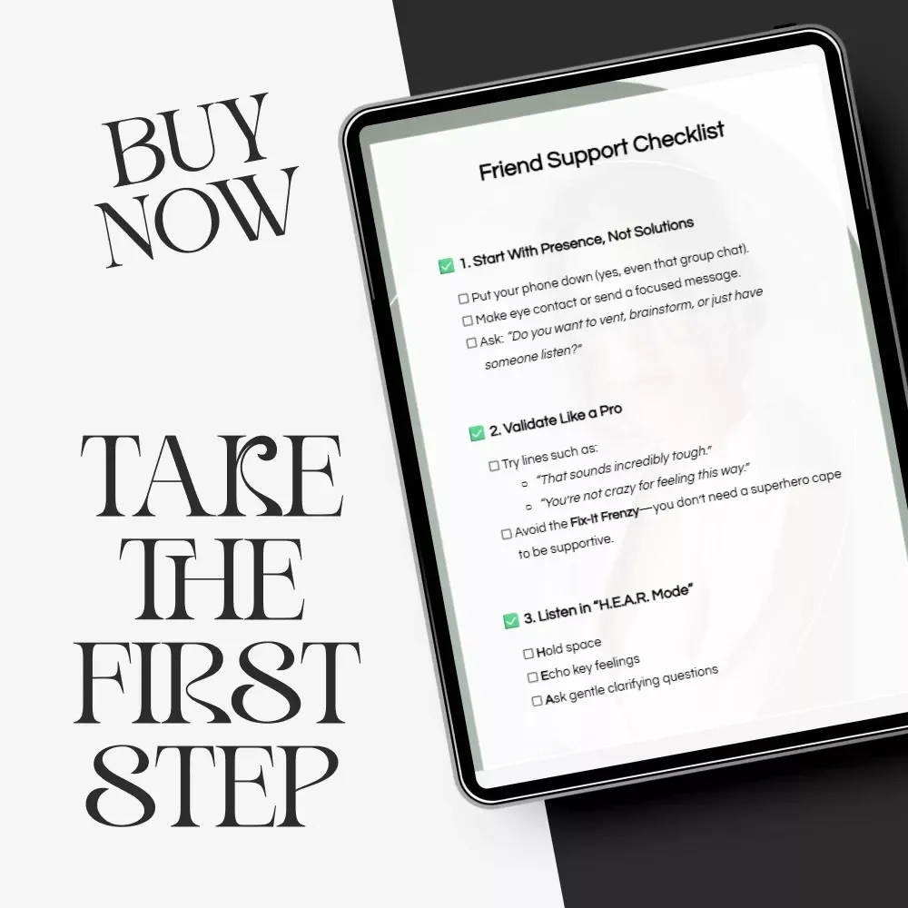 Friend Support Checklist | how to support a friend | Digital Download | Mental Health Support Guide | Friendship Care Toolkit | Instant PDF