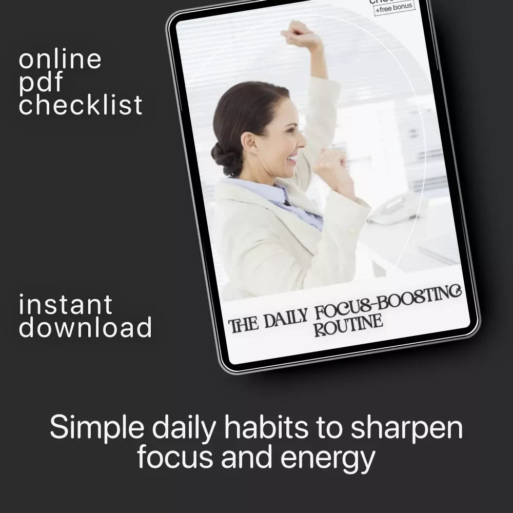 The Daily Focus-Boosting Routine | Printable Productivity Checklist | Digital Download on How to Improve Focus Through Simple Routines