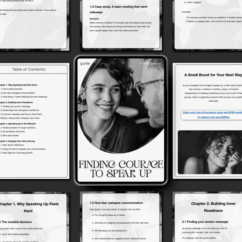 Finding Courage to Speak Up | Digital Guide for Building the courage to speak up in tough moments | Communication Toolkit for Stressful Interactions