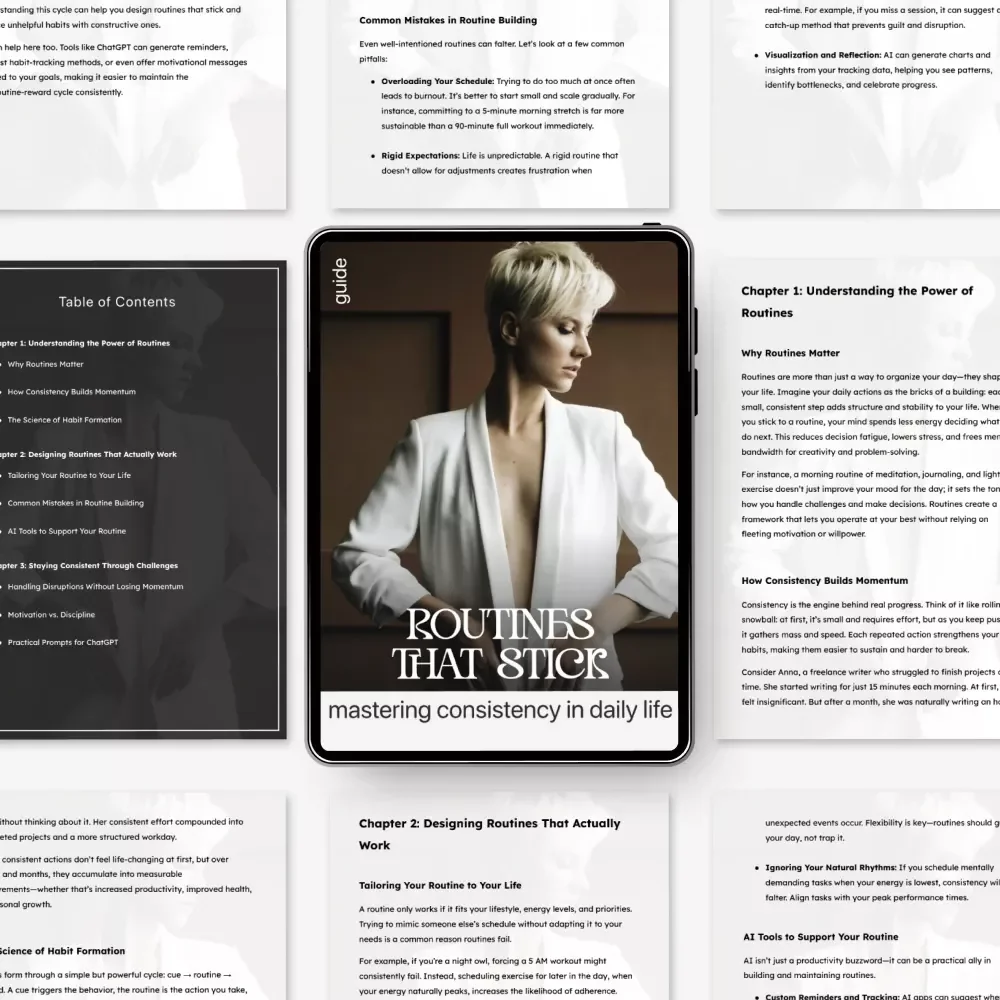 Routines That Stick: Mastering Consistency in Daily Life | How to Stay Consistent with Routines | Digital Productivity & Habit-Building Guide | Instant Download