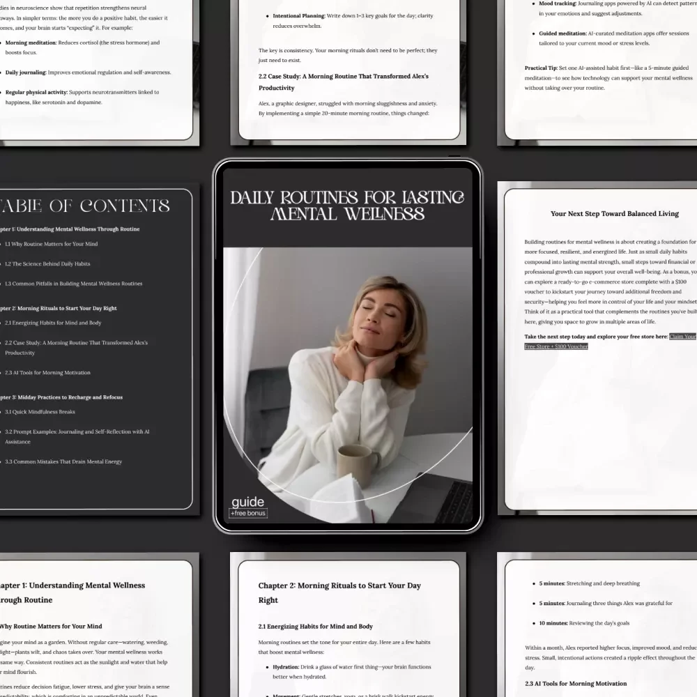 Daily Routines for Lasting Mental Wellness | Digital Guide for routines for mental wellness, Morning & Evening Rituals, Mindfulness Habits, Self-Care Planning Printable