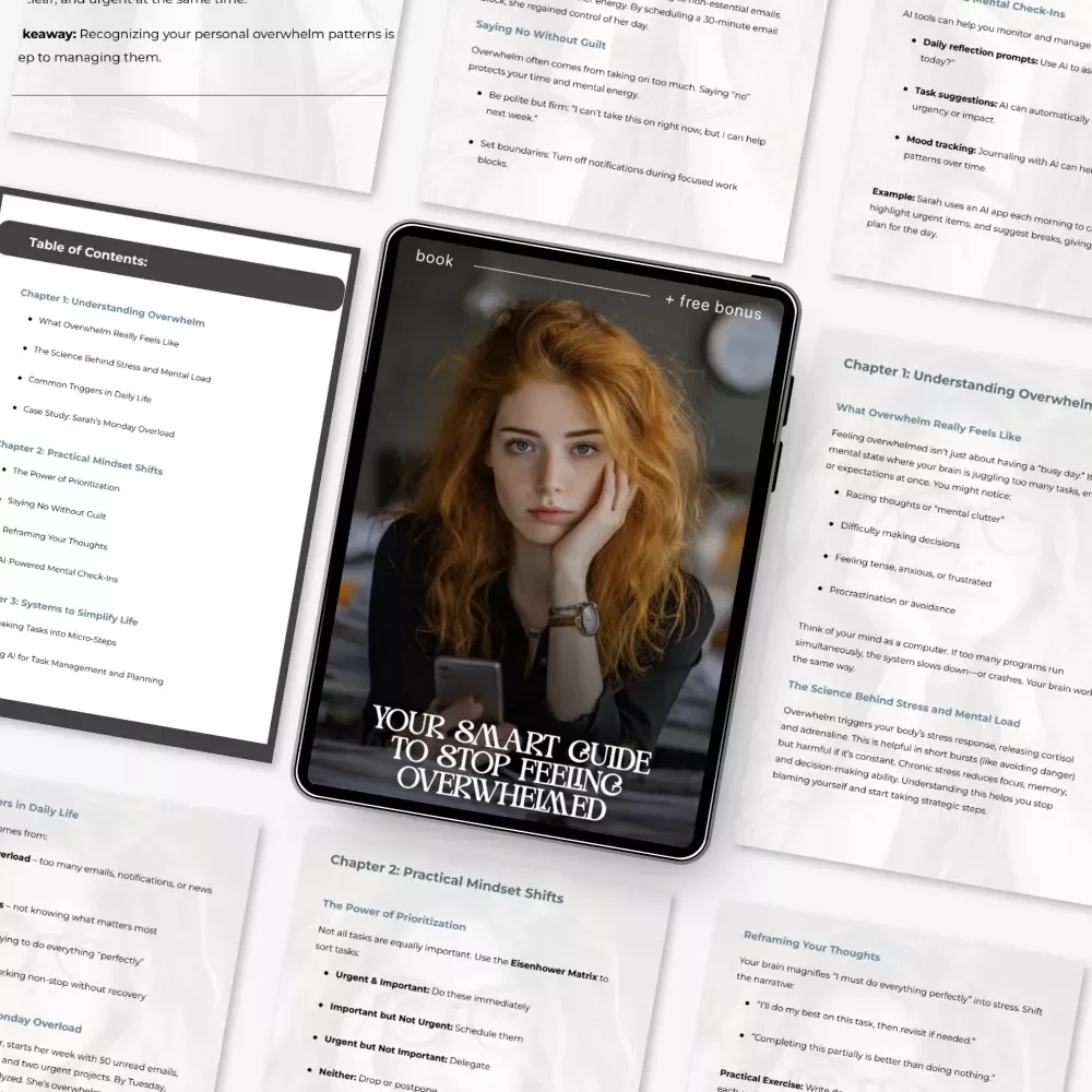 Your Smart Guide to Stop Feeling Overwhelmed | Digital Self-Help eBook for Calm and Focus | Learn how to stop getting overwhelmed with AI-Assisted Strategies | Instant Download for Stress Relief and Clarity