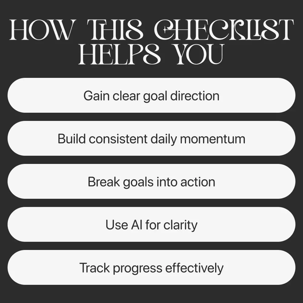 The “Goal-Getter’s Playbook” Checklist – Printable Goal Setting Planner, How to Set Real and Doable Goals Guide, Digital Download for Productivity & Self Growth